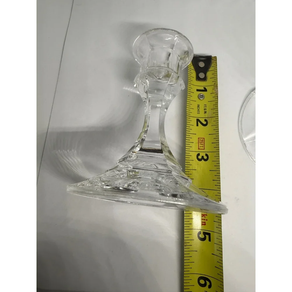 Set of‎ 2 Libbey Glass Crystal Candlesticks Taper Candle Holders